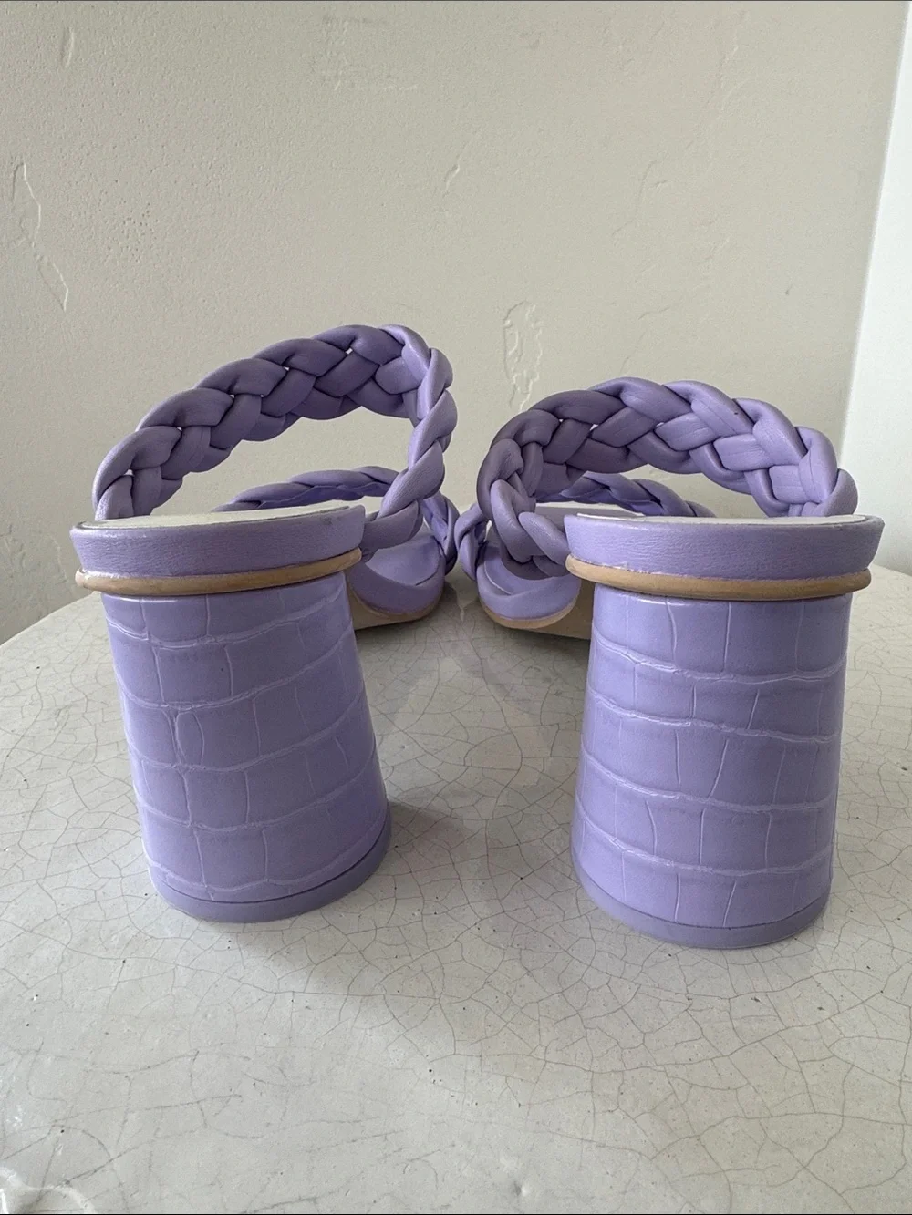 Dolce Vita Lilac/Lavender Braided Block Heel Sandals Square Open Toe Size 8 NWOB